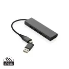 Hub Terra de aluminio reciclado  RCS con 3 puertos USB