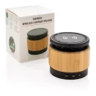 Altavoz y cargador inalámbrico bambú