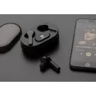 Light up logo TWS earbuds in charging case