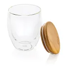 Double wall borosilicate glass with bamboo lid 250ml Double wall borosilicate glass with bamboo lid 250ml