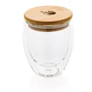 Double wall borosilicate glass with bamboo lid 250ml Double wall borosilicate glass with bamboo lid 250ml