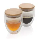 Doppelwandiges Borosilikatglas mit Bambusdeckel 250ml Doppelwandiges Borosilikatglas mit Bambusdeckel 250ml