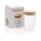 Doppelwandiges Borosilikatglas mit Bambusdeckel 250ml Doppelwandiges Borosilikatglas mit Bambusdeckel 250ml