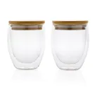 Double wall borosilicate glass with bamboo lid 250ml 2pc set