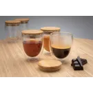 Double wall borosilicate glass with bamboo lid 250ml 2pc set