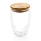 Doppelwandiges Borosilikatglas mit Bambusdeckel 350ml