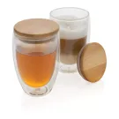 Double wall borosilicate glass with bamboo lid 350ml 2pc set Double wall borosilicate glass with bamboo lid 350ml 2pc set