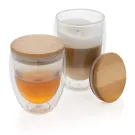 Double wall borosilicate glass with bamboo lid 350ml 2pc set Double wall borosilicate glass with bamboo lid 350ml 2pc set