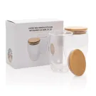 Double wall borosilicate glass with bamboo lid 350ml 2pc set Double wall borosilicate glass with bamboo lid 350ml 2pc set