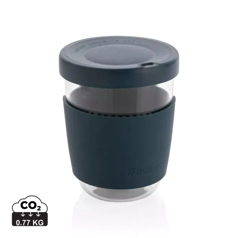 Vaso de borosilicato Ukiyo con tapa y funda de silicona
