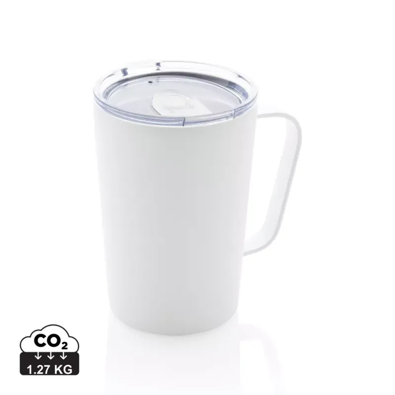 Tasse moderne en acier inoxydable recyclé RCS avec couvercle