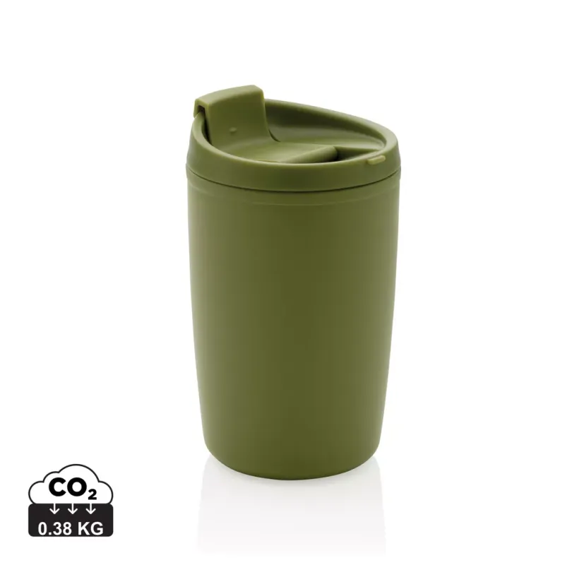 GRS recycelter PP-Becher mit Flip-Deckel