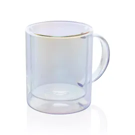 Mug double paroi en verre électroplaqué