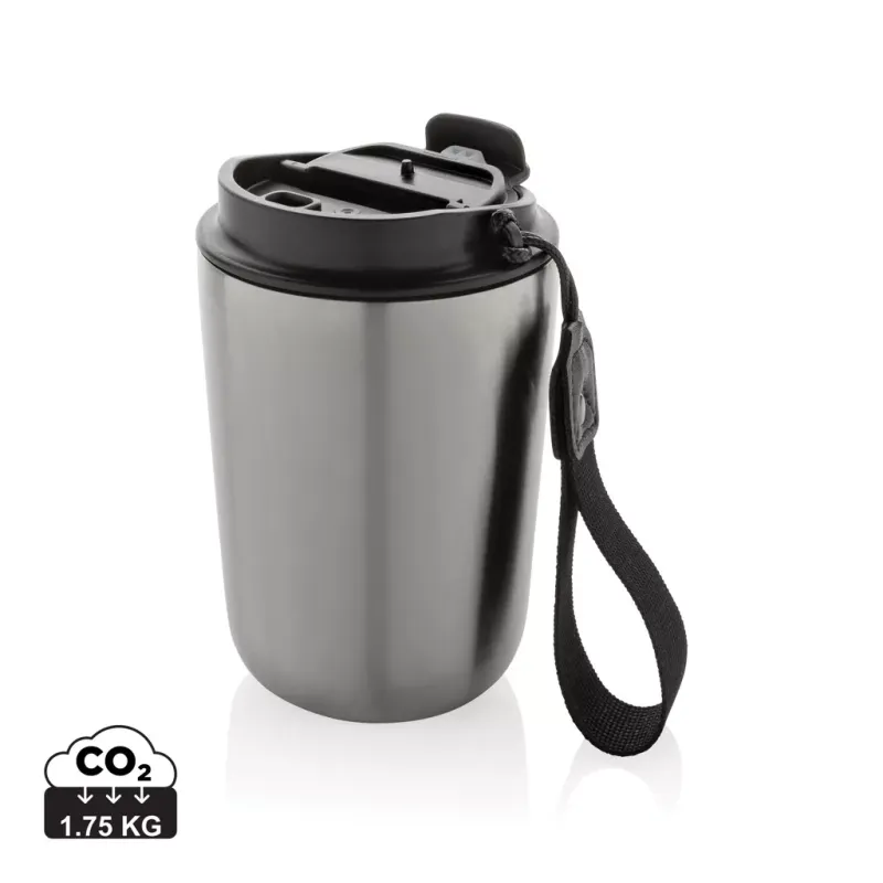 Tazza termica Cuppa in acciaio riciclato con laccio da collo