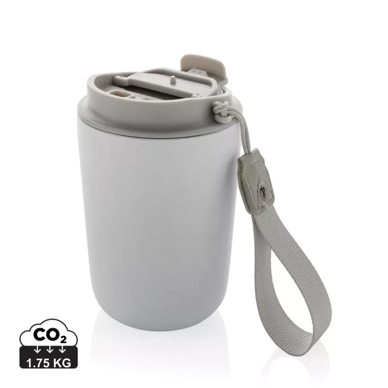 Tazza termica Cuppa in acciaio riciclato con laccio da collo