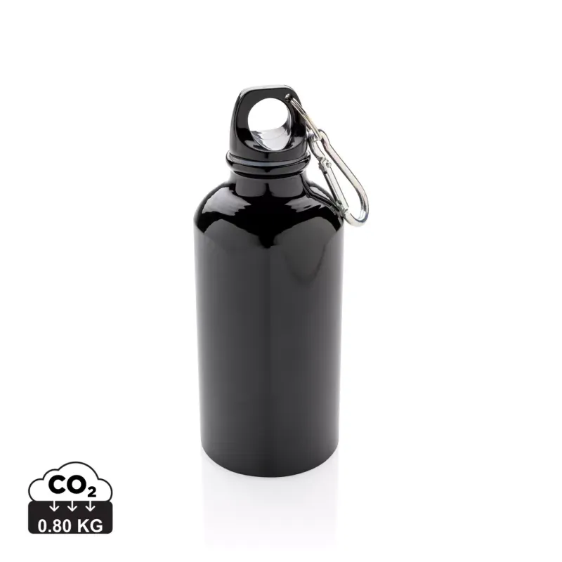 Botella deportiva de aluminio reutilizable con mosquetón