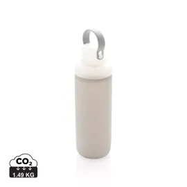 Glass water bottle with silicone sleeve