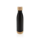 Bouteille isotherme en acier avec finition bambou