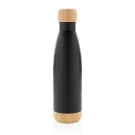 Bouteille isotherme en acier avec finition bambou