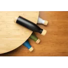 Bouteille isotherme en acier avec finition bambou