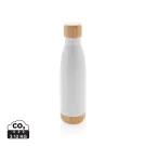 Botella acero inoxidable al vacío con tapa y fondo de bambú