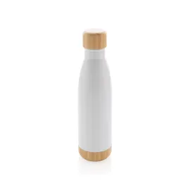 Bouteille isotherme en acier avec finition bambou