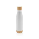 Botella acero inoxidable al vacío con tapa y fondo de bambú
