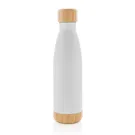 Botella acero inoxidable al vacío con tapa y fondo de bambú