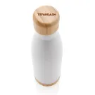 Botella acero inoxidable al vacío con tapa y fondo de bambú