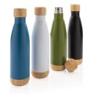 Botella acero inoxidable al vacío con tapa y fondo de bambú