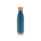 Botella acero inoxidable al vacío con tapa y fondo de bambú