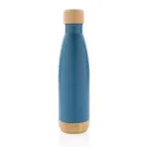 Botella acero inoxidable al vacío con tapa y fondo de bambú