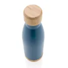 Botella acero inoxidable al vacío con tapa y fondo de bambú