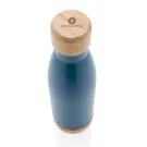 Botella acero inoxidable al vacío con tapa y fondo de bambú