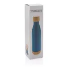 Botella acero inoxidable al vacío con tapa y fondo de bambú