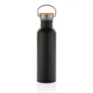 Bouteille en acier inoxydable avec couvercle en bambou