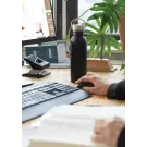 Bouteille en acier inoxydable avec couvercle en bambou