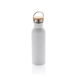 Bouteille en acier inoxydable avec couvercle en bambou