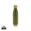 Botella acero inoxidable al vacío con tapa y fondo de bambú