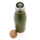 Botella acero inoxidable al vacío con tapa y fondo de bambú