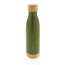 Botella acero inoxidable al vacío con tapa y fondo de bambú