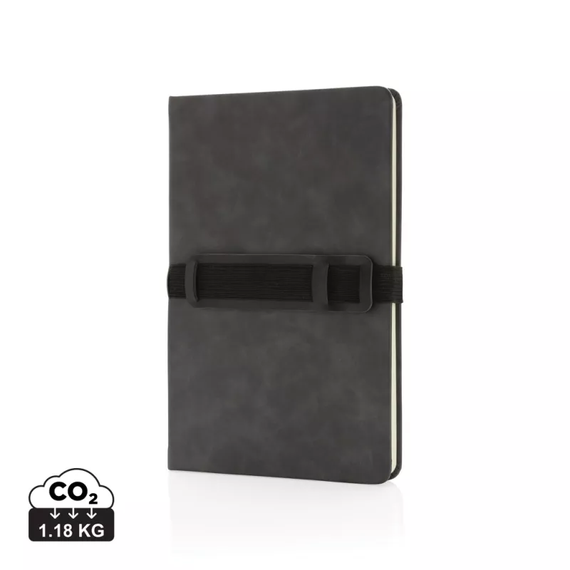 Carnet de notes A5 en PU avec porte téléphone et porte stylo