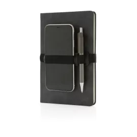 Carnet de notes A5 en PU avec porte téléphone et porte stylo