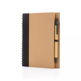 Cahier à spirales kraft avec stylo