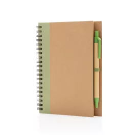Kraft spiral notebook with pen