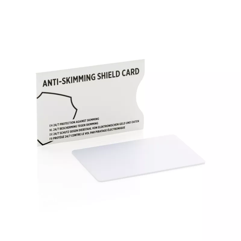 Anti-skimming RFID shield card with active jamming chip