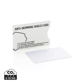 Anti-skimming RFID shield card with active jamming chip